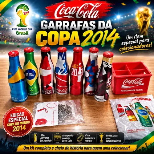 Coleção de Minigarrafinhas Coca-Cola Copa do Mundo 2014 - Originais