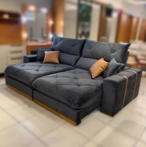 Sofá Gran Bello 2,30m Veludo Luxo Molas Ensacadas Durável
