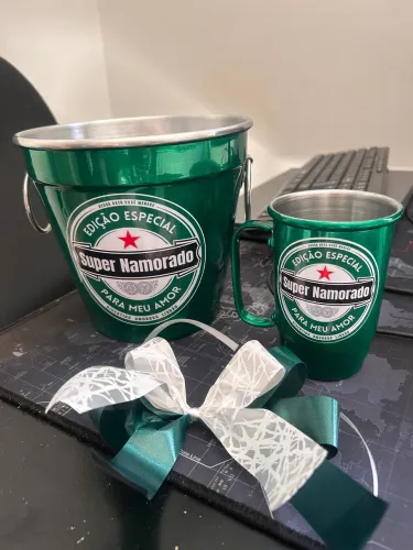 Kit Super Namorado: Baldinho de Alumínio + Caneca