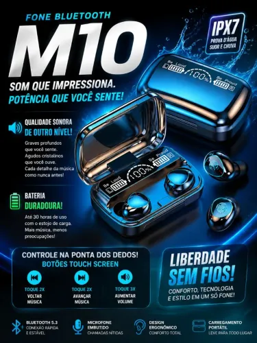 Fone Bluetooth M10 - Novo/Lacrado