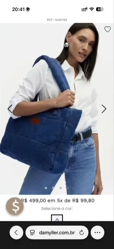 Bolsa Média Puffer Matelassê Damyller jeans