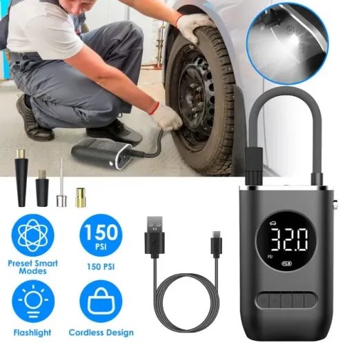 Mini Calibrador Compressor Elétrico Digital Portátil Pneu Carro Bike e moto!