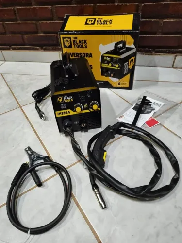 Máquina De Solda Inversora Mig 130a Sem Gás 220v Im130a Black Mig Cor Preto/amarelo