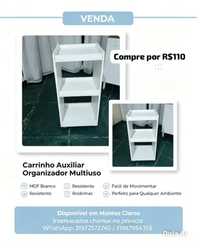 Armarinho multiuso com rodinha organizador