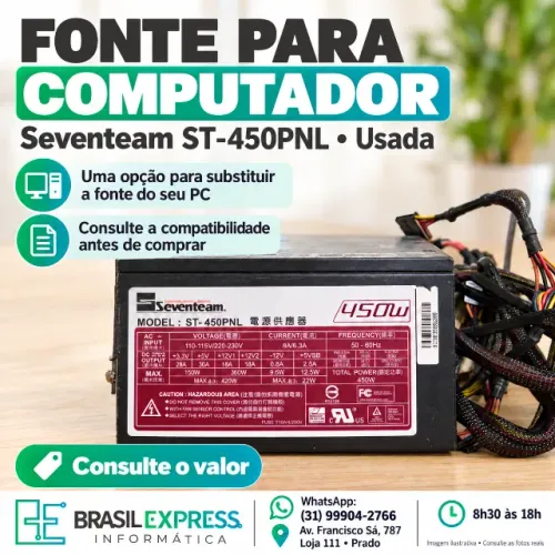 Fonte para PC Seventeam ST-450PNL ? 450 W nominais ? usado