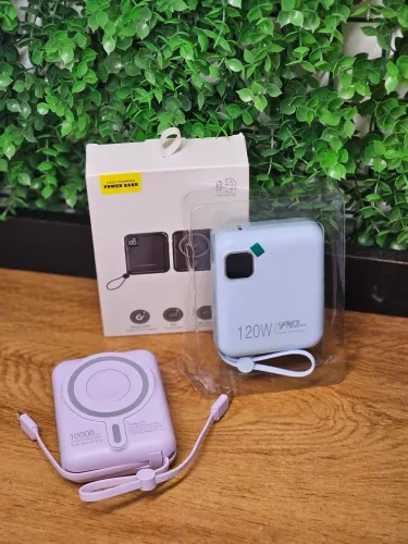 POWER BANK 10.000mAh Ultra Rápido 120w - Com Carregamento por Indução e Cabos Embutidos