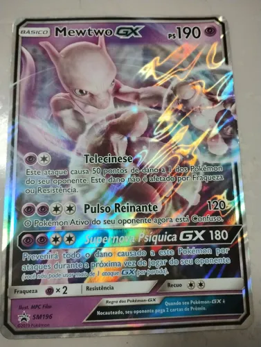 Carta pokémon rara Mewtwo GX Jumbo
