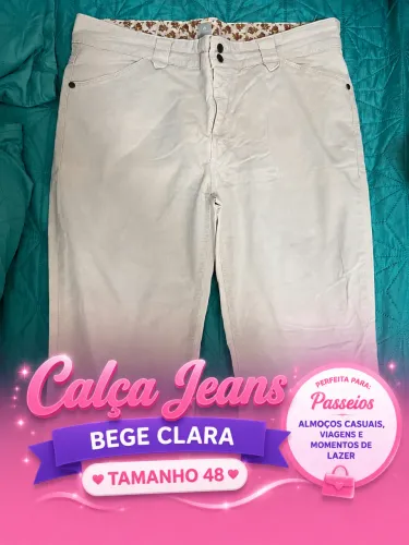 Calça jeans bege clara tamanho 48 (plus size)