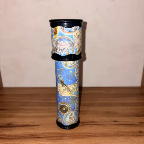 Caleidoscópio Vintage Azul Decorado - Brinquedo Retrô Antigo