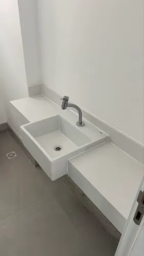 Bancada lavabo quartzo branco
