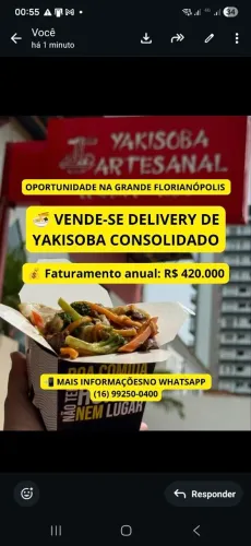 VENDE-SE DELIVERY DE YAKISOBA EM SÃO JOSÉ/SC