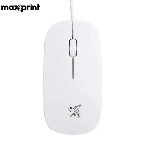 Mouse com Fio Optico USB 1200 DPI Ergonomico para PC e Notebook Branco - Maxprint Surface