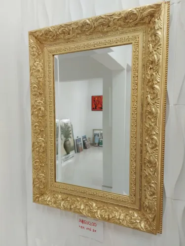 Espelho Bisotê com moldura dourada 50x70cm - Pronta entrega (Batel)