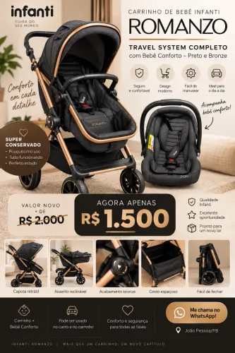 Carrinho de Bebê Infanti Romanzo Travel System Completo com Bebê Conforto
