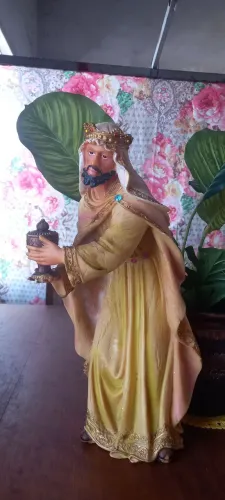 Imagem Rei Mago Baltazar 39cm Resina Presépio - Avaria Mão e Coroa Barato
