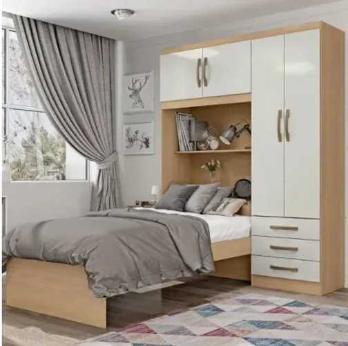 Guarda Roupa/Cama 4 Portas Lisboa Nature/Off White