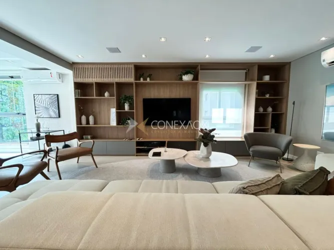 Apartamento para alugar no Cambuí, novo, planejado e mobiliado, com 2 suítes e 3 vagas.