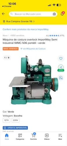 Máquina de costura overloque semi industrial Flávia