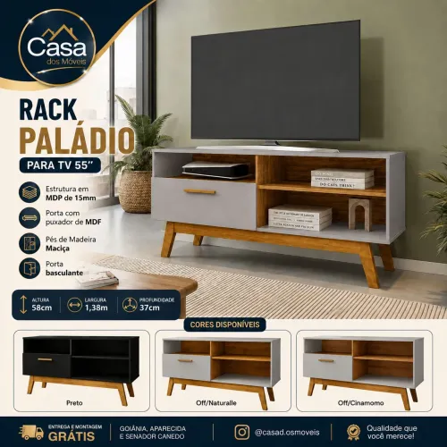 Rack paládio tv até 55 polegadas