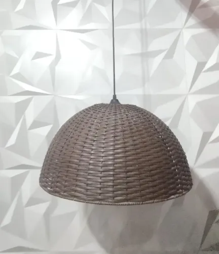 Luminária Pendente Junco Meia Esfera 52cm de diâmetro