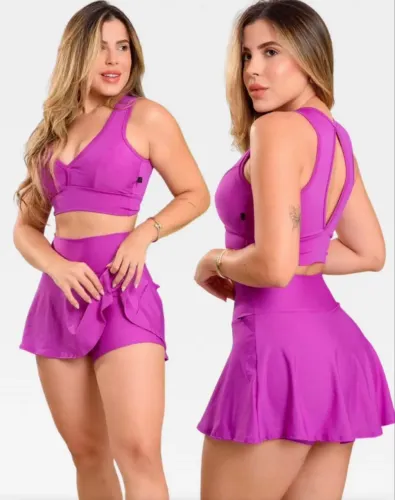 Conjunto short e saia G (Fúcsia) ou M (preto)