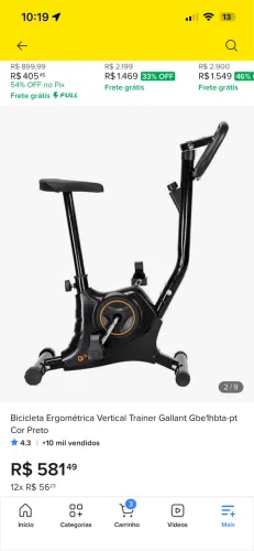 Bicicleta Ergométrica Vertical Trainer Gallant Gbe1hbta-pt Cor Preto
