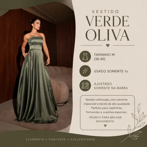 VESTIDO DE FESTA VERDE OLIVA