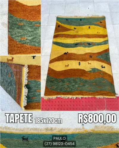 Tapete Grande Amarelo Verde Vermelho Semi novo