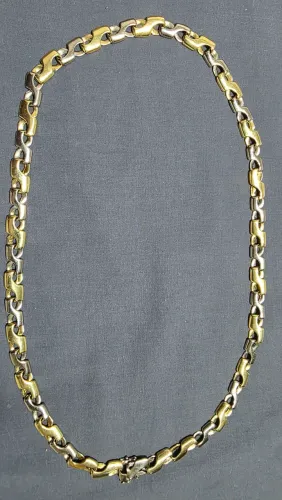 Cordão de ouro 18k 750 branco e amarelo