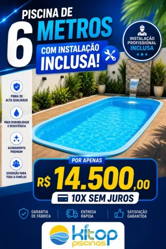 Promoção Piscina de Fibra 6.00m $ 12.900 Instalada Direto da Fábrica