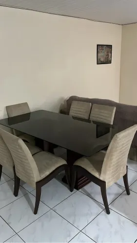 Mesa de vidro 6 cadeiras