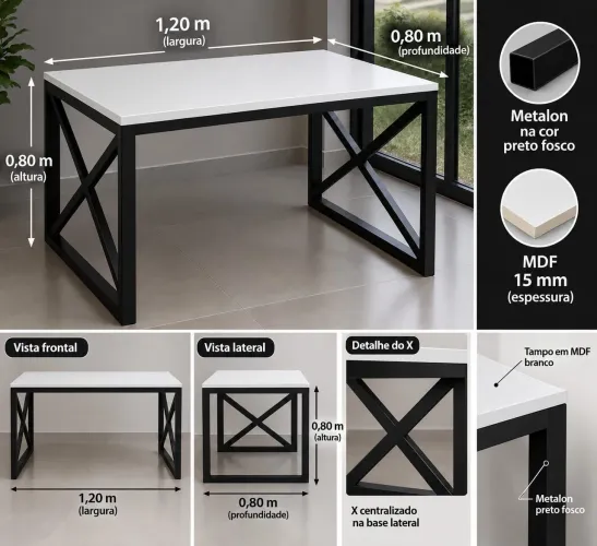 MESA INDUSTRIAL - METALON + MDF