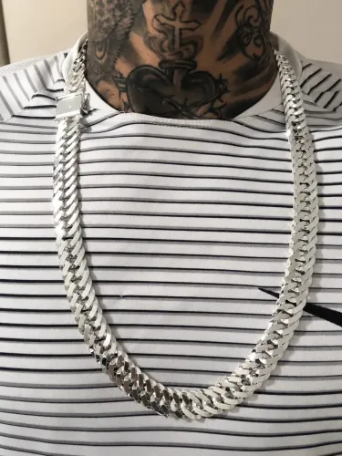 Corrente grossa prata mista 925 masculina