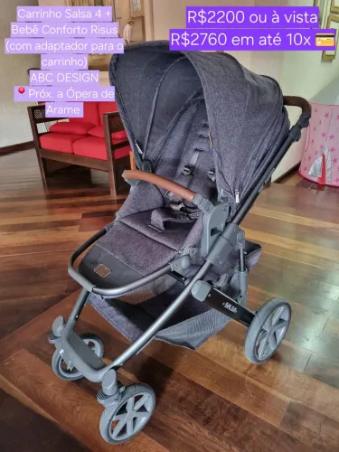 Carrinho ABC Design Salsa 4 + Bebê-Conforto Risus + Adaptador