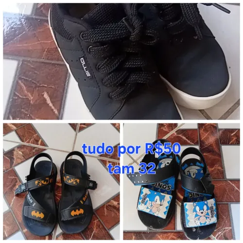 Os dois pares de percatas 1 par tenis por R$50 tam 32