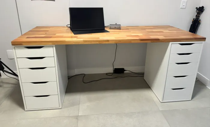 Mesa Setup Pro 200x60 Sou Design + Gaveteiro e Armário