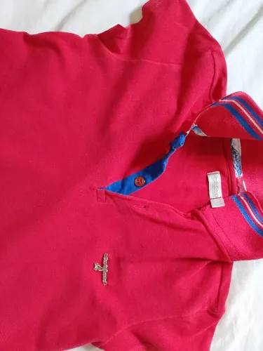 Vestido vermelho básico, gola polo, idade até 8anos