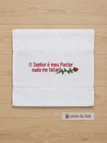 Toalha bordada religiosa pastor