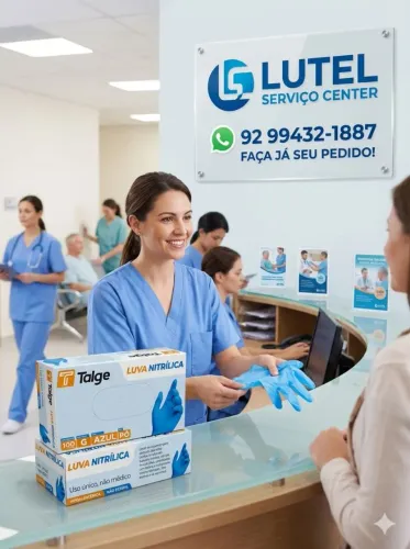 LUVA NITRILICA S PÓ AZUL P/M/G