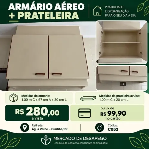 AÉREO COM PRATELEIRA EMBUTIDA + PRATELEIRA AVULSA