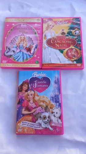Kit 3 DVDs Originais Barbie - Castelo de Diamante, Princesa da Ilha e Canção de Natal