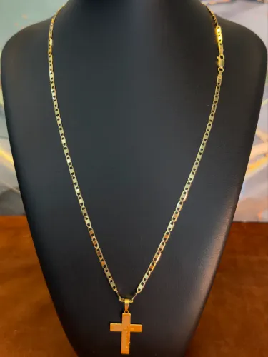 Cordão de ouro piastrine de máquina + cruz 11.1g ( LOJA )