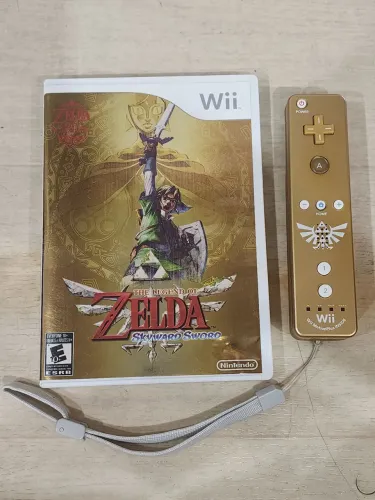 Remote de wii edição Zelda com jogo Skyward Sword para Wii