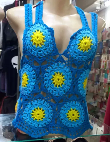 Cropped Regata crochê 