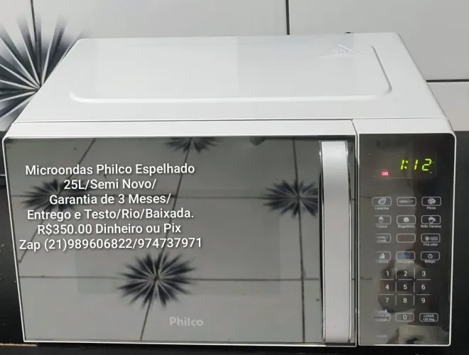 Microondas Philco Espelhado 25L/Com Garantia/Entrego