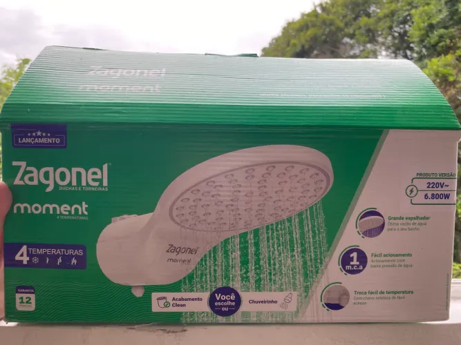 Chuveiro Elétrico Zagonel Moment 4 Temperaturas Branco 220V 6800W