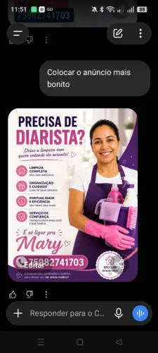 Precisa de uma diarista ,é só chamar
