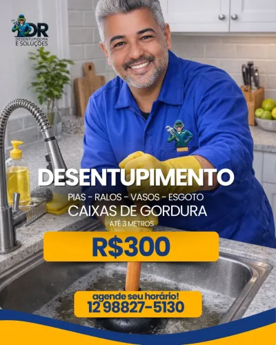 Desentupidora de esgoto e limpa fossa e Cx de gordura 