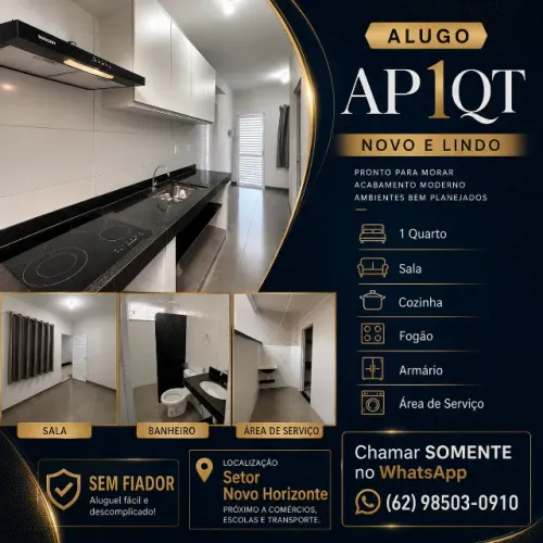 Apartamento 1 quarto para alugar no Novo Horizonte ? porcelanato, granito e blindex
