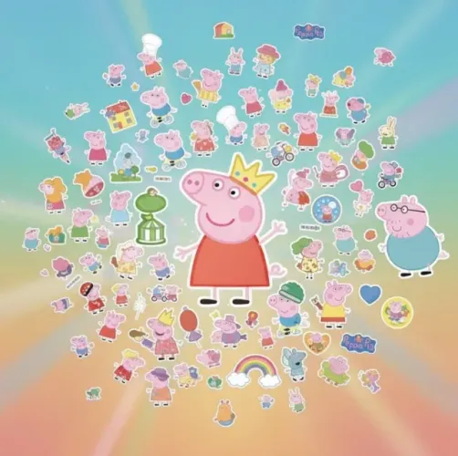 03 Cartelas De Adesivos Peppa Pig 3d Bolha em alto Relevo